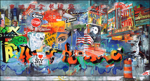 New York Cityscape "West Side Story" Original Artwork by Judith Dalozzo