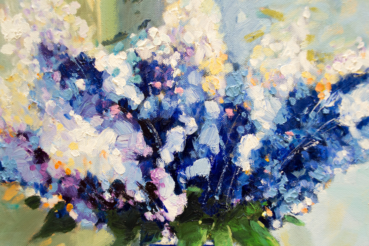 Close Up Detail Of Oil Painting "Whimsical Bouquet" By Judith Dalozzo