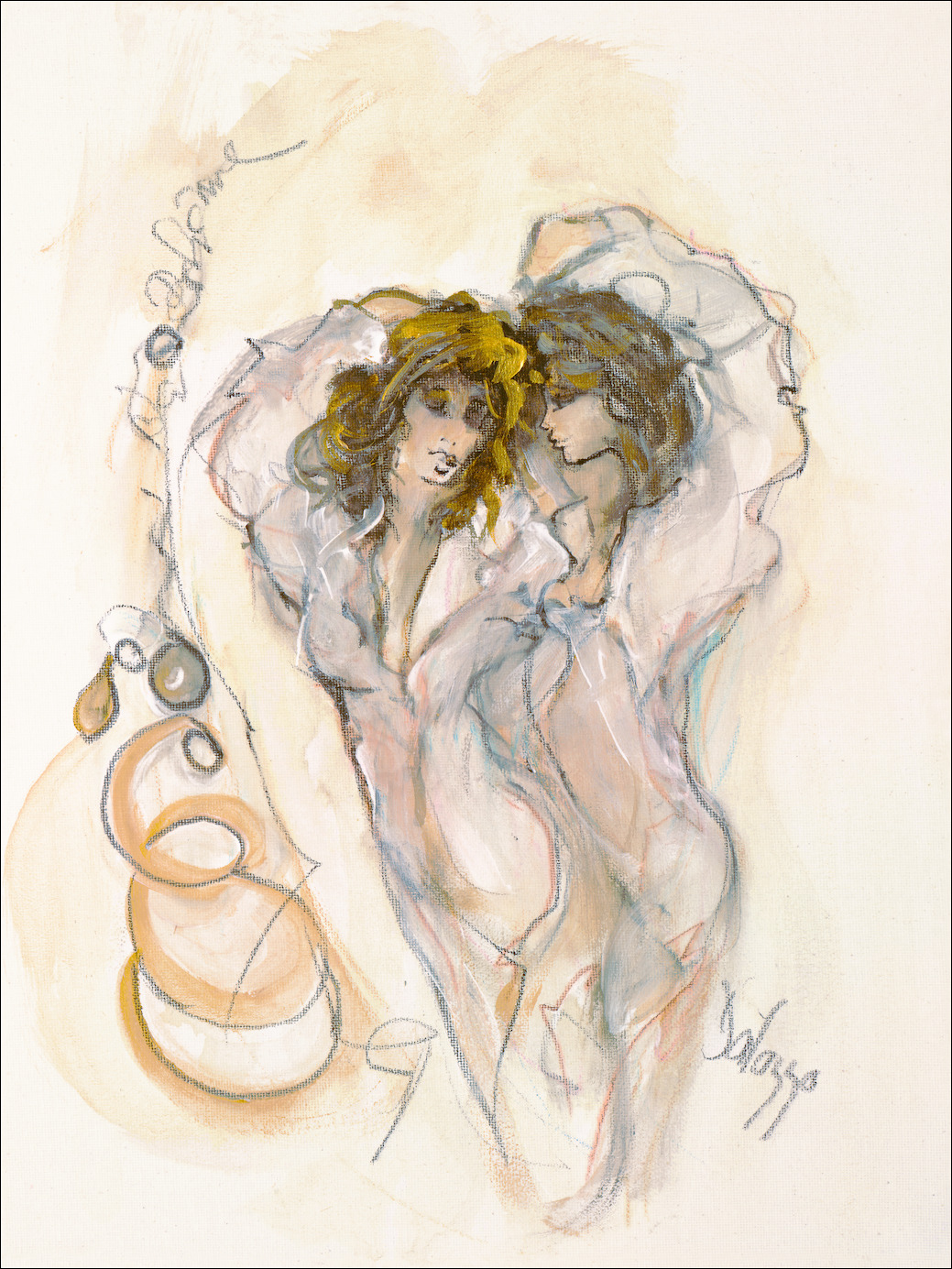 Sensuality Nude "Whispers" Original Artwork by Lucette Dalozzo