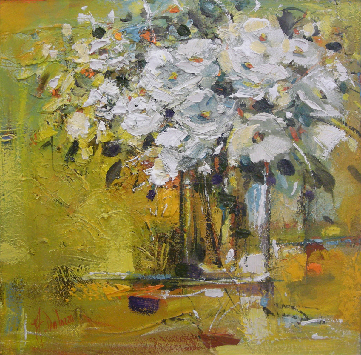 Floral Still Life "White Poppies" Original Artwork by Judith Dalozzo