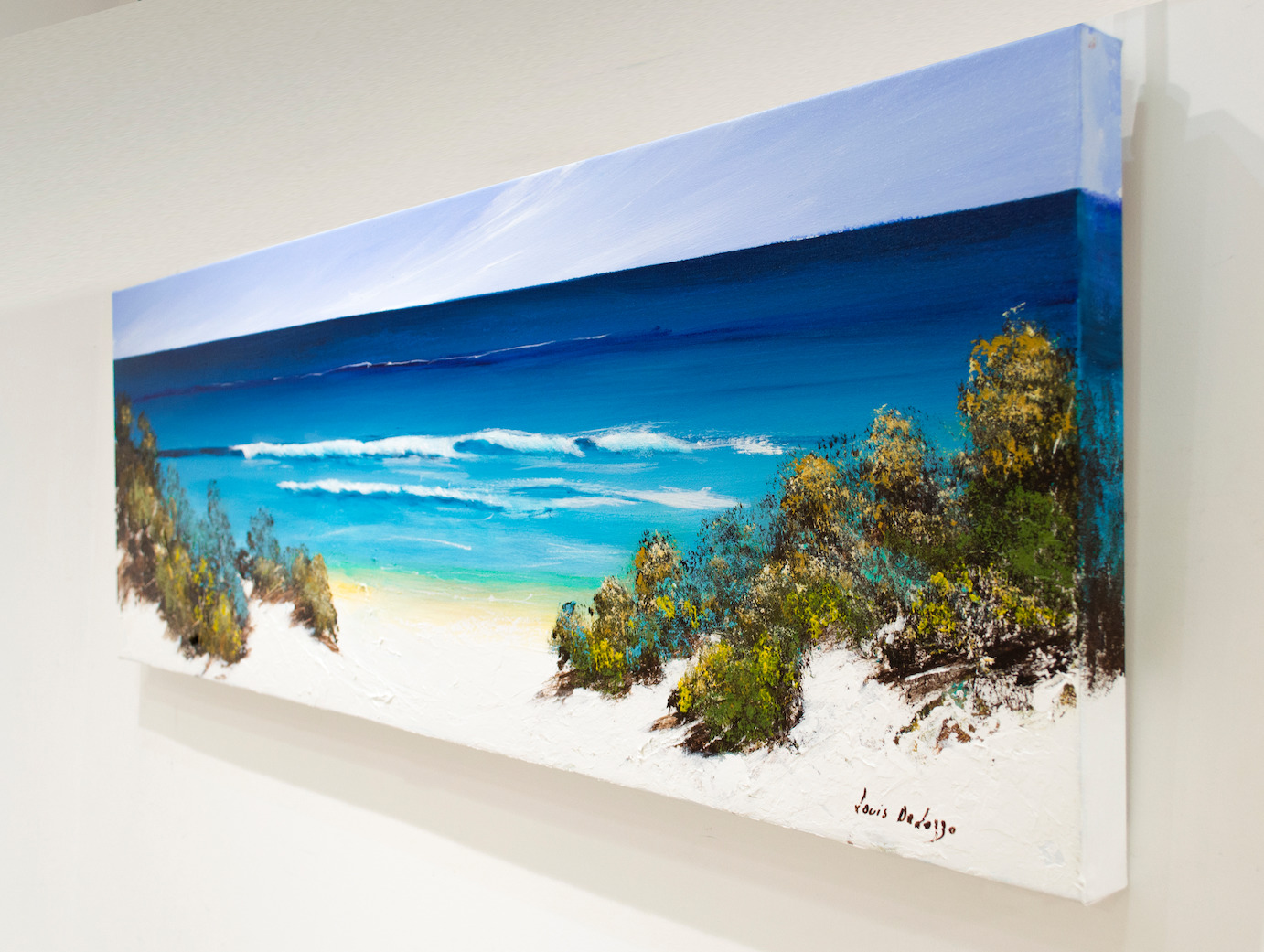Side View Of Seascape Painting "White Shore Fraser" By Louis Dalozzo