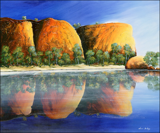 Water Reflection Landscape "Windjana Gorge" Original Artwork by Louis Dalozzo