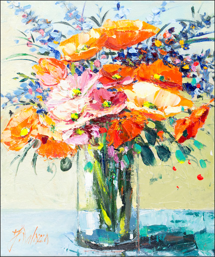 Floral Still Life "Window Sill Bouquet" Original Artwork by Judith Dalozzo