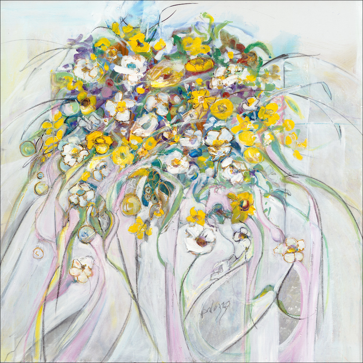Floral Still Life "Yellow Splendour" Original Artwork by Lucette Dalozzo